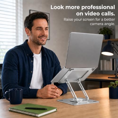 Uncaged Ergonomics Swivel Laptop Stand for Desk, 360 Riser, Graphite Gray