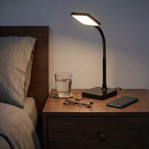 Maxlite 11.9 in. Black Integrated LED Slim Desk Lamp with USB Charging Port and Adjustable Lamp Head - Black