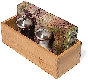 Lipper International Bamboo Wood Utensil Holder Storage Box for Cooking Tools, Makeup, or Office Supplies, 4" x 9 1/4" x 3"