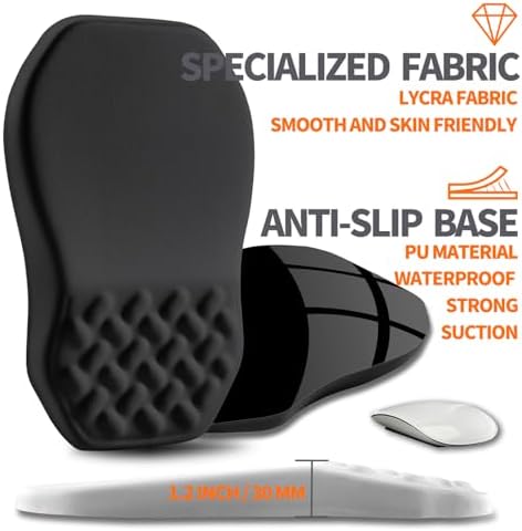 Ergonomic Slope Mouse Pad Wrist Support, Wrist Rest Mousepad for Carpal Tunnel Pain Relief with Massage Bulge and Slow Rebound Memory Foam (12x8 inch, Black)