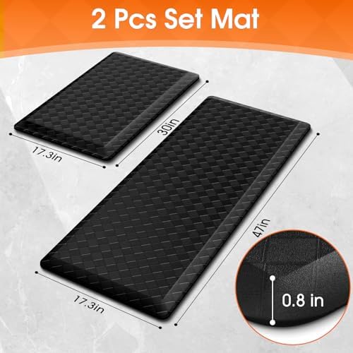 TranquilRelax 4/5 Inch Cushioned Anti Fatigue Kitchen Mats for Floor, Black