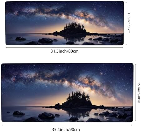 Galaxy Galaxy Night Skyline Landscape Nature Large Mouse Pad 12x32 Inch