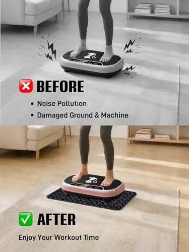 Upgraded Double-Sided Non-Slip Surface Mat for Vibration Plate Machine - Anti Vibration Pad & Exercise Mat for Most Vibration Platform Machines, Reduce Noise Accessories, Protect Floors & Carpet