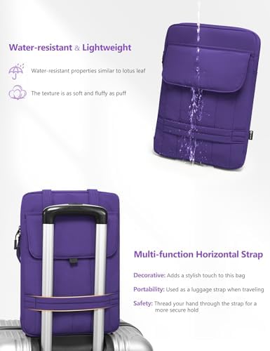 HYZUO 13.3-14 Inch Puffy Laptop Case Sleeve Padded Handbag, Midnight Purple