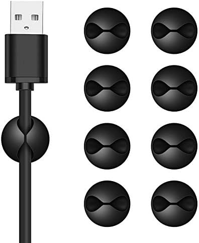CHEFBEE 8 Pack Adhesive Cable Clips Cord Organizer for Desk, Black