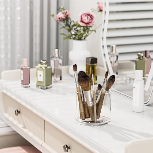 MaxGear Acrylic Pen Holder 2-Pack, Round Makeup Brush Holder & Pencil Cup