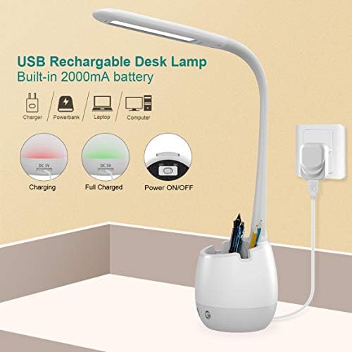 ERAY LED Desk Lamp with Pen Holder for Home Office Dorm, Touch Dimmable