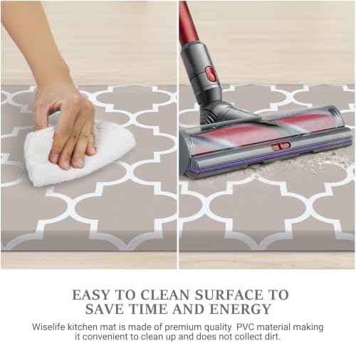 WISELIFE Kitchen Runner Rugs Anti-Fatigue Mats, 17.3"x 60", Khaki