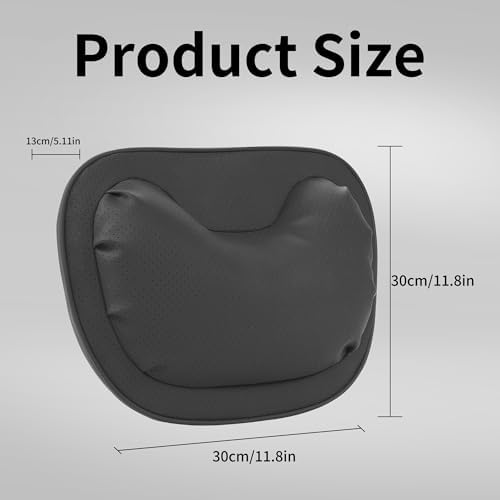Car Neck Pillow [No More Pressure] Soft Comfortable Premium Leather Headrest with Adjustable Strap – Ergonomic Support for Driving, Office & Gaming, Black, 1 Pack