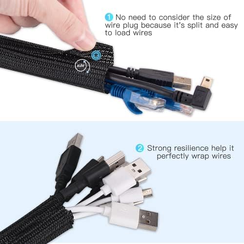 AGPTEK Cable Sleeve, 25ft - 4/5 inch Cable Management Cord Hider, Black
