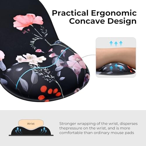 EooCoo Mouse Pad with Gel Wrist Rest, Ergonomic Mousepad Wrist Alignment