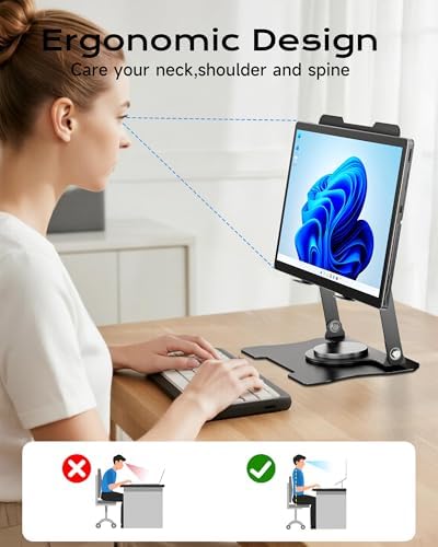 Foldable Cooling Laptop Stand, 360° Rotatable Monitor Riser, Installation-Free Desk Holder for Tablet