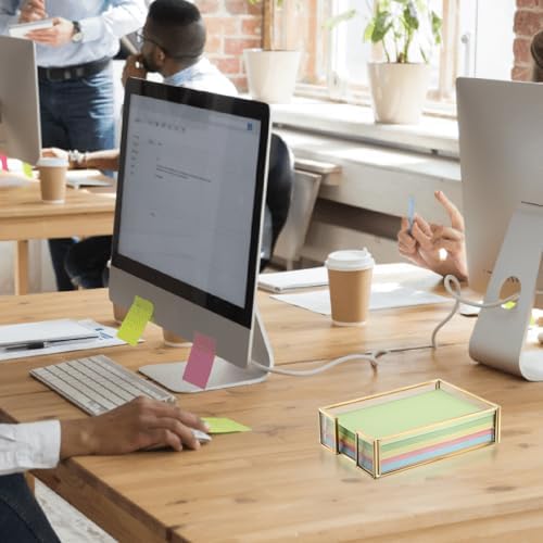 BTSKY Golden Glass Sticky Note Holder for 4x6 Inch Sticky Notes