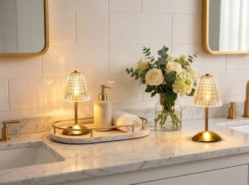 Cordless Crystal Lamp, Touch Control Rechargeable Bedside Light