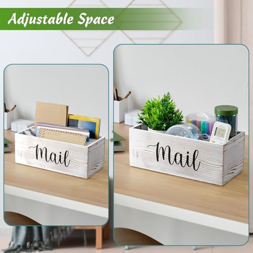 DRASTAR Mail Organizer Countertop, Mail Holder with 3 Slots, Mail Sorter Organizer for Desk, Envelope Holder for Home Office, Retro White