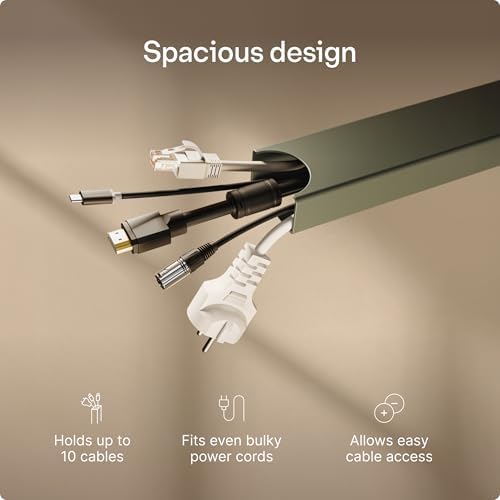Desktronic Magnetic Cable Management Tray — No Drill Under Desk Cord Organizer, Holds 10 Cables, Reinforced Steel Cable Holder for Home Office, Gaming Setup & Sit-Stand Desks