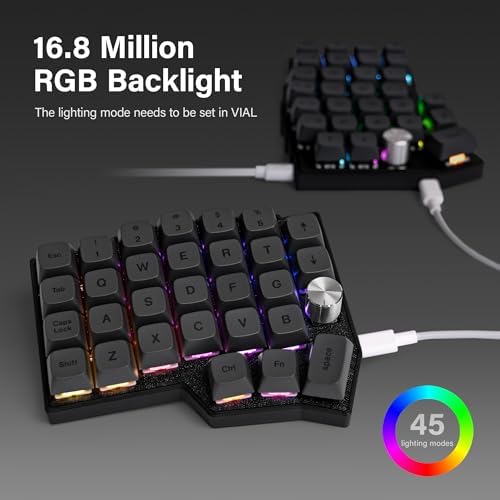 YIVU Borne 4x6 Split Mechanical Keyboard, Extended Corne Layout Ergonomic Keyboard, QMK/Vial Programmable, Hot Swappable RGB with Dual Rotary Encoders, Ready-to-Use Custom Keyboard for Coding