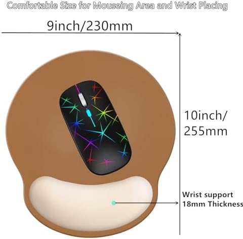 Wrist Rest Support Mouse Pad,Ergonomic Memory Foam Mouse Mat 9x10in Non-Slip Rubber Base Pain Relief Mousepad for Computer, Laptop(Chocolate Beige Foam)