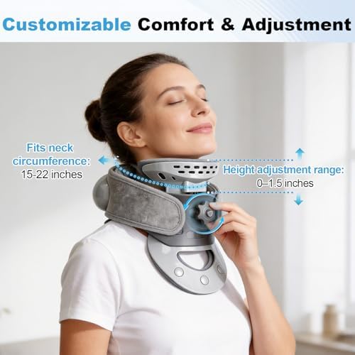 Cervical Neck Traction Device, Adjustable Neck Stretcher with Heating for Neck Pain Relief and Relaxation,Neck Brace for Home Office Outdoor Use
