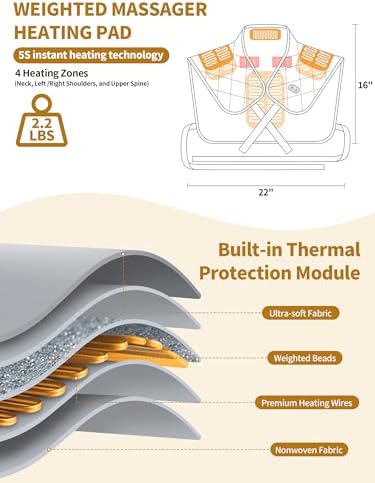 Vofuoti Portable Cordless Heating Pad for Neck and Shoulders with Massager