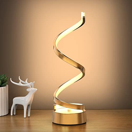 NUÜR Gold Infinity Spiral LED Table Lamp, Dimmable Bedside Lamp