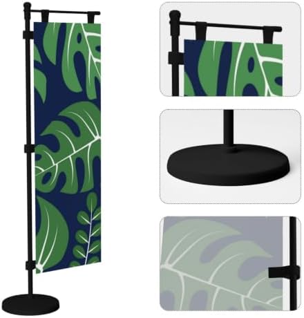 Green and Navy Palm Leaf Deluxe Desk Flag Set, 12 x 4 Inch Miniature Table Flag with 14" Pole & Stand Base