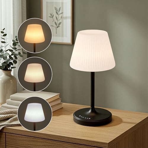Waterproof Shower Lamp, Cordless Rechargeable Table Lamp for Outdoor -Black