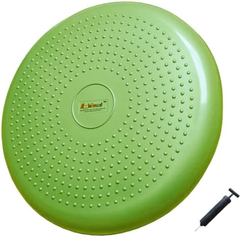 AppleRound Inflated Wobble Cushion with Hand Pump, Air Stability Board (Extra Thick), Core Balance Disc for Adults, Sensory Wiggle Seat for Kids, Flexible Seating for All Age, 13.5in / 34cm Diameter