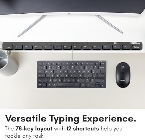 Macally Small Wireless Keyboard and Mouse Combo - Quiet Productivity Duo - 2.4G Wireless Compact Keyboard and Mouse for PC - 78 Key Mini Keyboard and Mouse with Slim Body, Click Buttons, & 3 DPI Modes