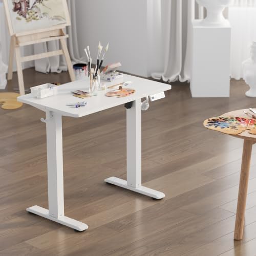 Claiks Electric Small Standing Desk, 32x19 Inch, White