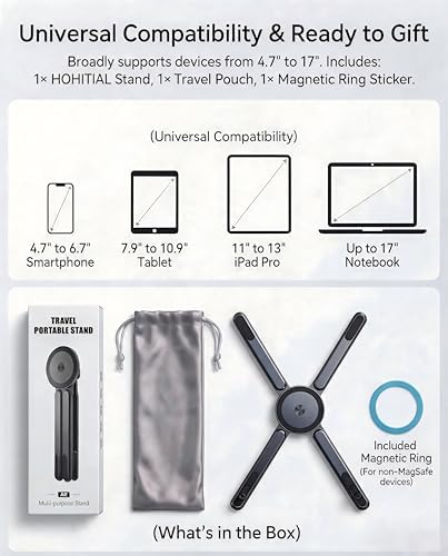 Foldable Magnetic Laptop Stand, Portable Aluminum Ergonomic Riser