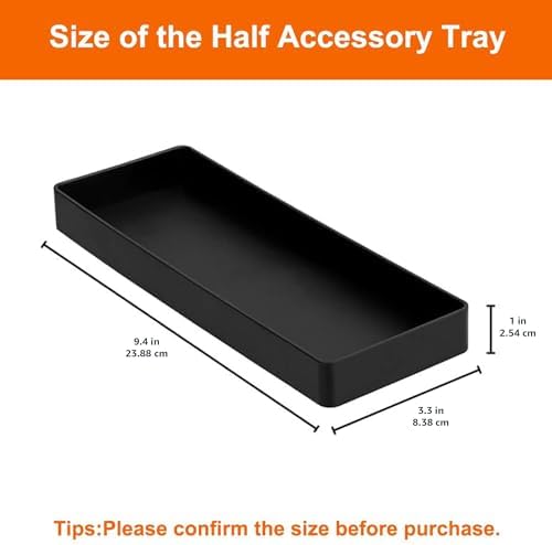 Amazon Basics Rectangular Plastic Desk Organizer, Half Accessory Tray for Office Supplies and Workspace Organization, 9.4" x 3.3" x 1", Black (Pack of 2)