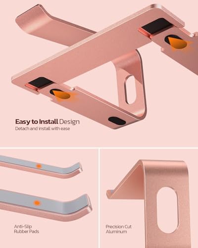 Nulaxy Full Aluminum Laptop Stand, Stable Support to 22 lbs, Rose Gold