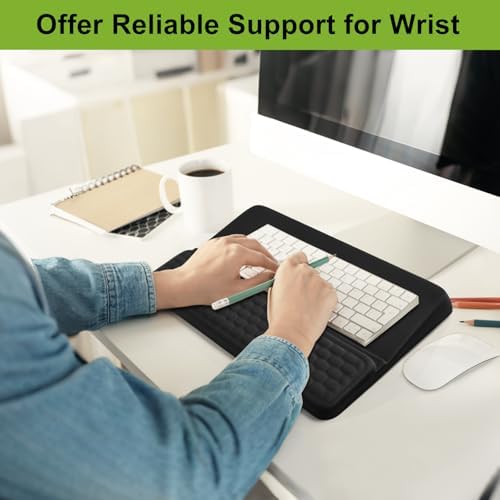 Wrist Rest with Keyboard Stand, Ergonomic Keyboard Riser Holder with Memory Foam Wrist Support Pad, Desk Cushion Easy Typing for Home Office Laptop Computer Gaming, Black