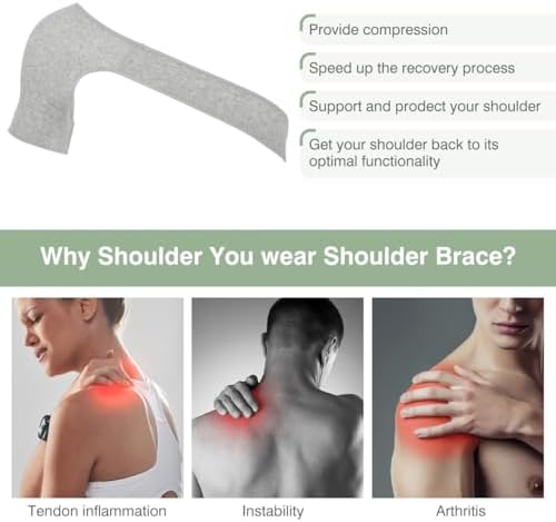 YARNOW Shoulder Brace for Men Women, M, Adjustable Support Sleeve Compression Rotator Cuff Wrap