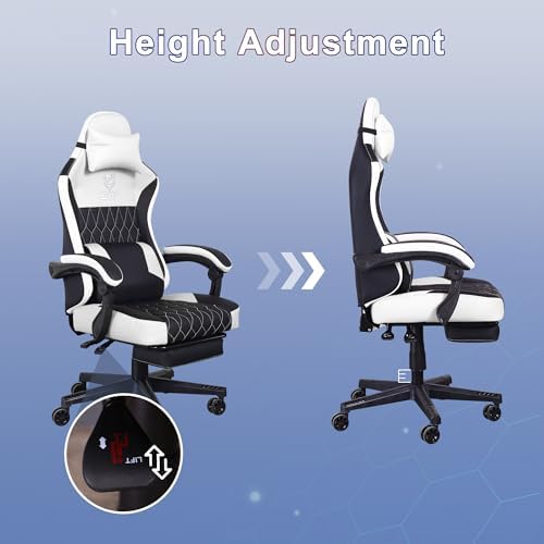 Gaming Chair,Video Game Chair with Footrest and Massage Lumbar Support