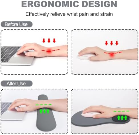Ergonomic Mouse Pad with Wrist Rest and Keyboard Wrist Rest, Gel Mousepad