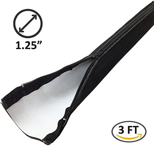 Electiduct 1.25" Neoprene Easy Cable Wrap with Zipper Wire Manager Cord Protector - Reversible Black/White - 3 Feet