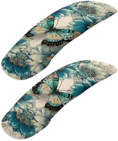 Butterfly Flower Print Office Chair Armrest Covers Set of 2 Anti-Dust Soft Comfy Computer Desk Chair Arm Covers, Home Decor, Easy to Install & Clean