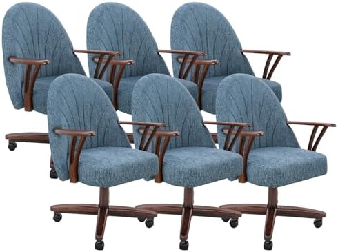Chromcraft Bailey Swivel-Tilt Caster Dining Chair - Walnut - River - 6pc