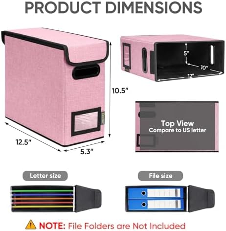 BALEINE File Organizer Box with Lid, Collapsible Hanging File Storage Box