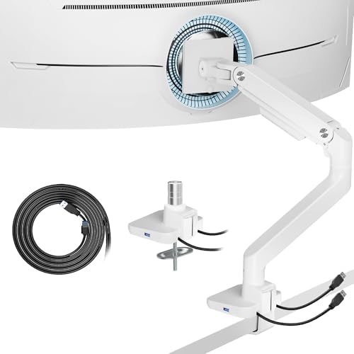 ARES WING Ultrawide Monitor Arm with USB for 17 to 49 Inch Screen, White