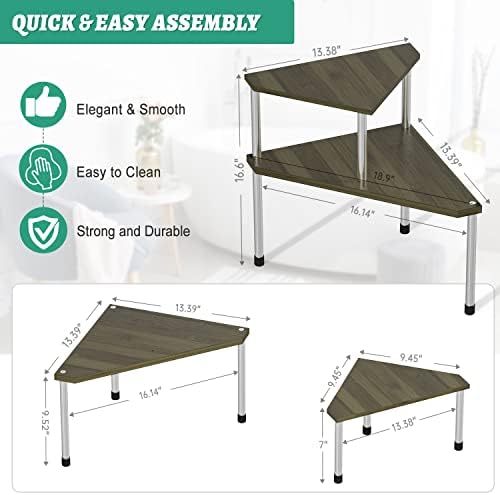 Weenson Bathroom Counter Organizer Corner Shelf - 2 Tier Bathroom Organization Bamboo Bathroom Sink Shelf Kitchen Countertop Organizer Adjustable Free-Standing Counter Storage Shelf(Antique)