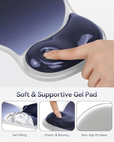 TECKNET Gel Mousepad with Wrist Rest, Ergonomic Mouse Pad, Dark Blue