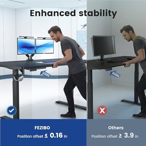 FEZIBO 71 x 37 Inch Large Electric Standing Desk 1" Thick Desktop, Black