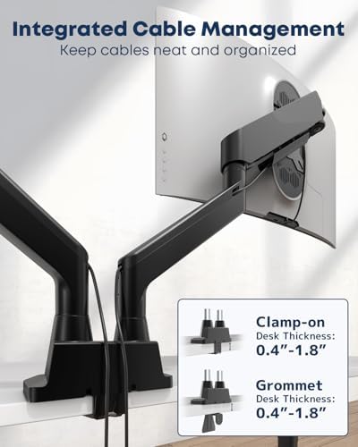 Dual Monitor Arm fits 17-35 inch Heavy Duty Flat/Curved Monitors
