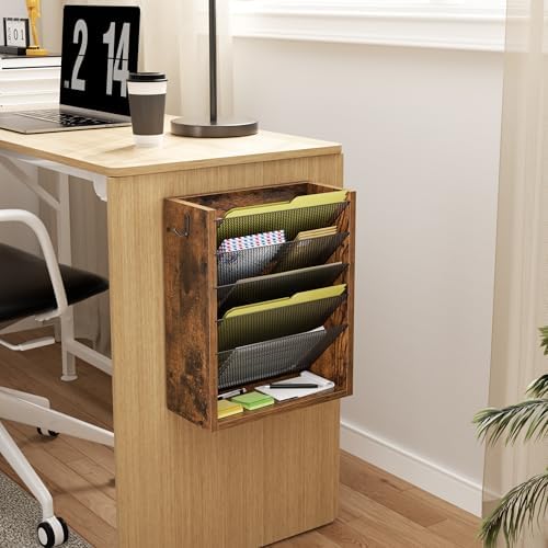 Mail Organizer Wall Mounted, 6-Slot Hanging File Organizer with Key Holder