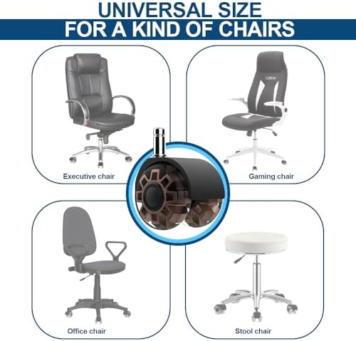 Minewill 2" Office Chair Wheels - Protection for Hardwood Floors and Carpet