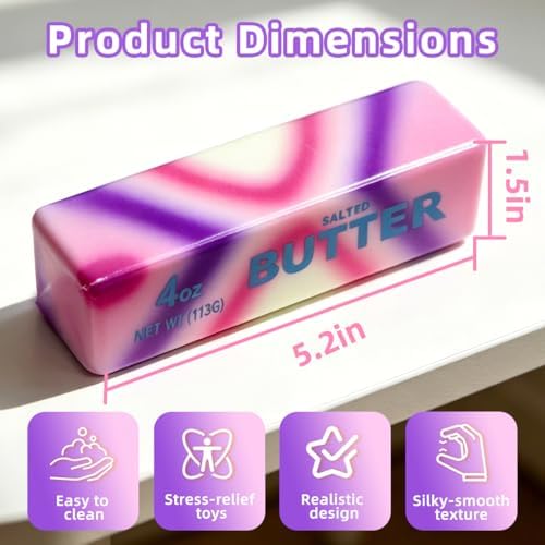 2 Pcs Rainbow Butter Squishy Stick , Super Soft Slow Rising Fidget Squeeze Toy, Colorful Sensory Stress Relief Desk Toy for Home, Office, Travel, Novelty Anxiety Relief Toy for Kids & Adults