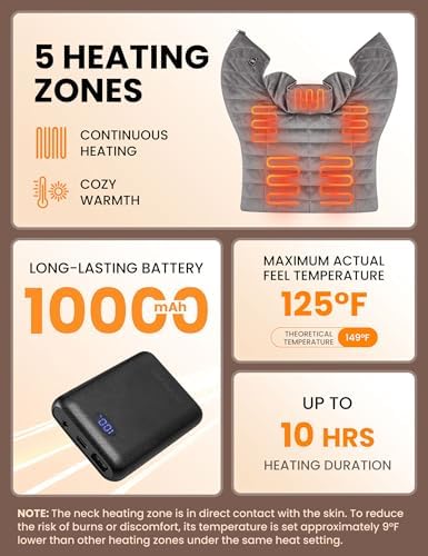 HENNCHEE Heating Pad with 10000mAh Power Bank for Neck Pain Relief